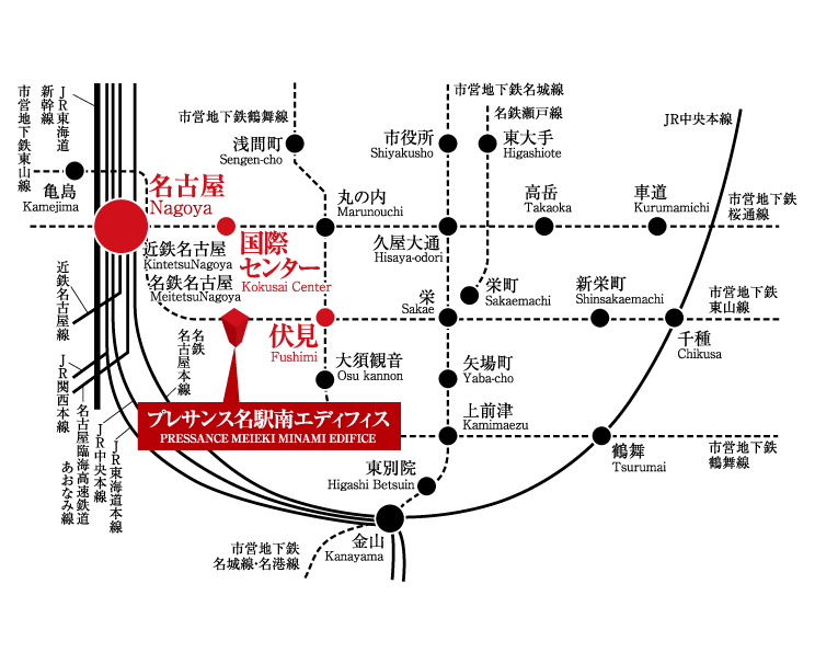 プレサンス名駅南エディフィスレイズ路線図