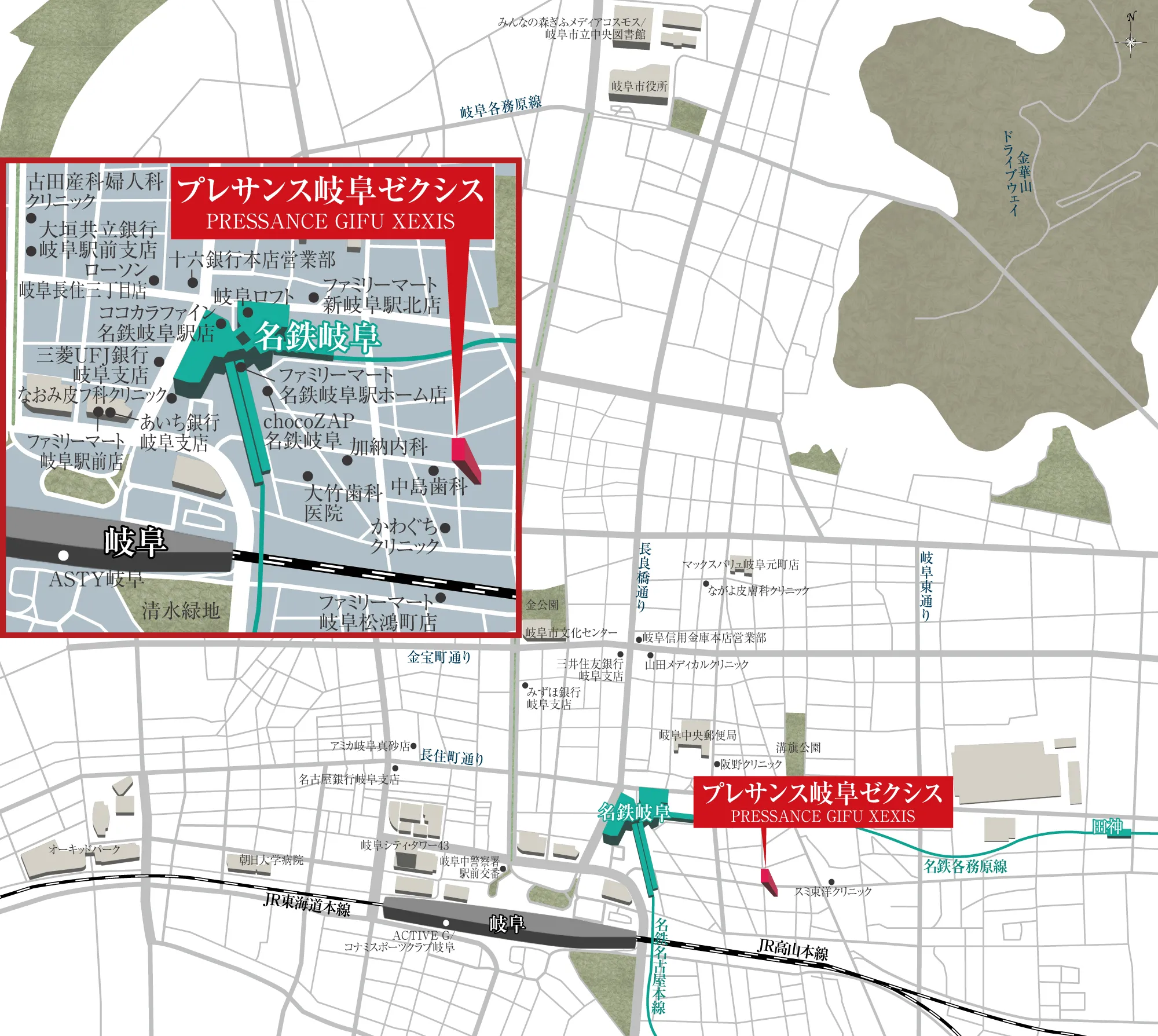 プレサンス岐阜ゼクシスロケーションマップ