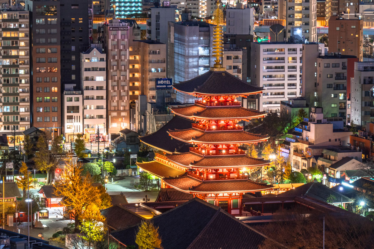 浅草の夜景・浅草寺