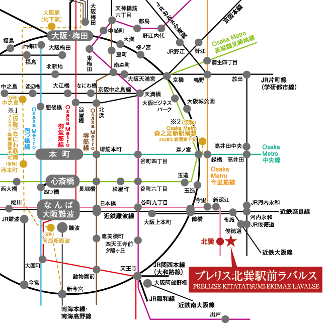 プレリス北巽駅前ラバルス 路線図