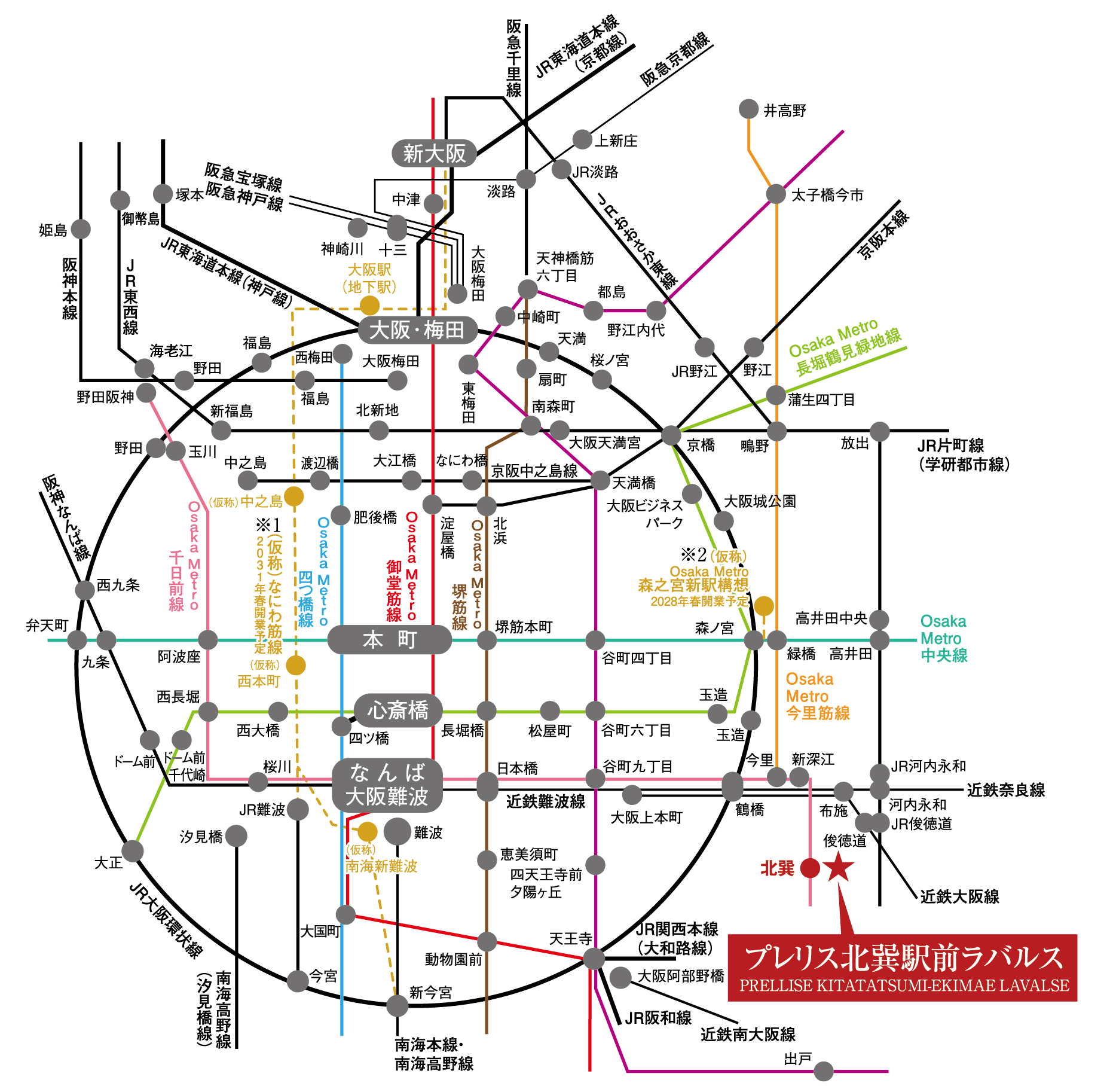 プレリス北巽駅前ラバルス 路線図