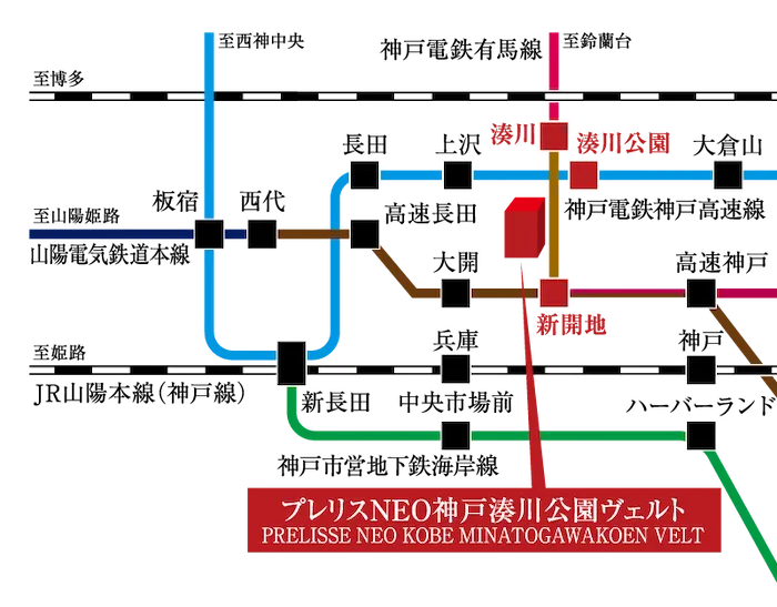 プレリスNEO神戸湊川公園ヴェルト 路線図
