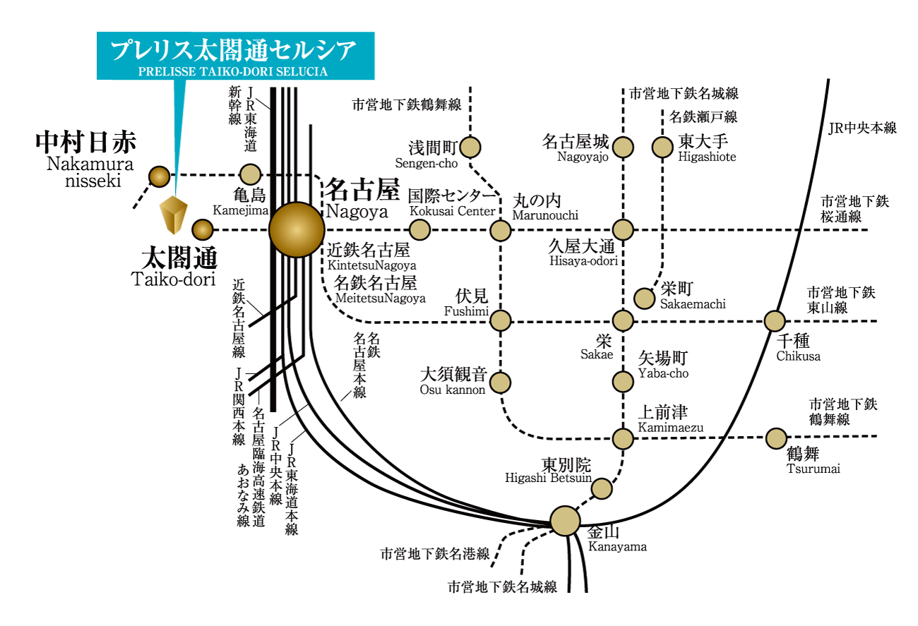 プレリス太閤通セルシア 路線図