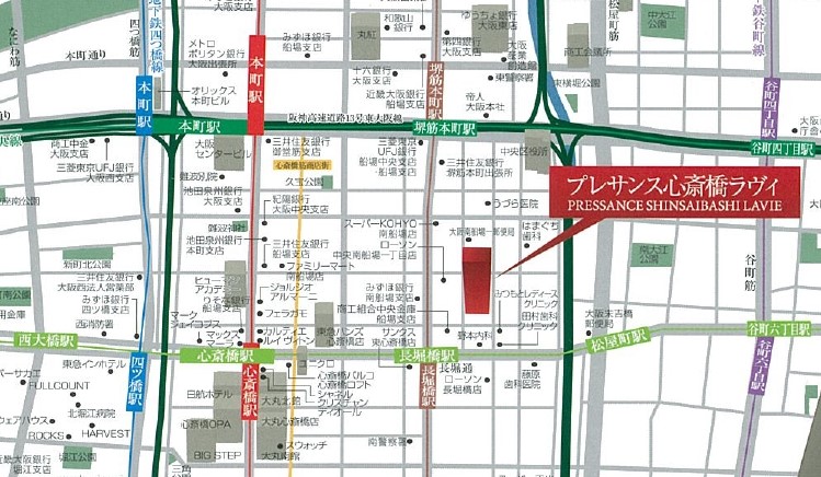 プレサンス心斎橋ラヴィの地図