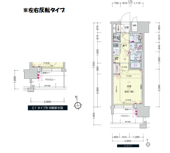プレサンス玉造駅前の間取り図