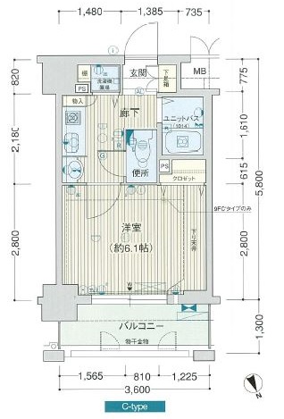 プレサンス難波OCAT前の間取り図