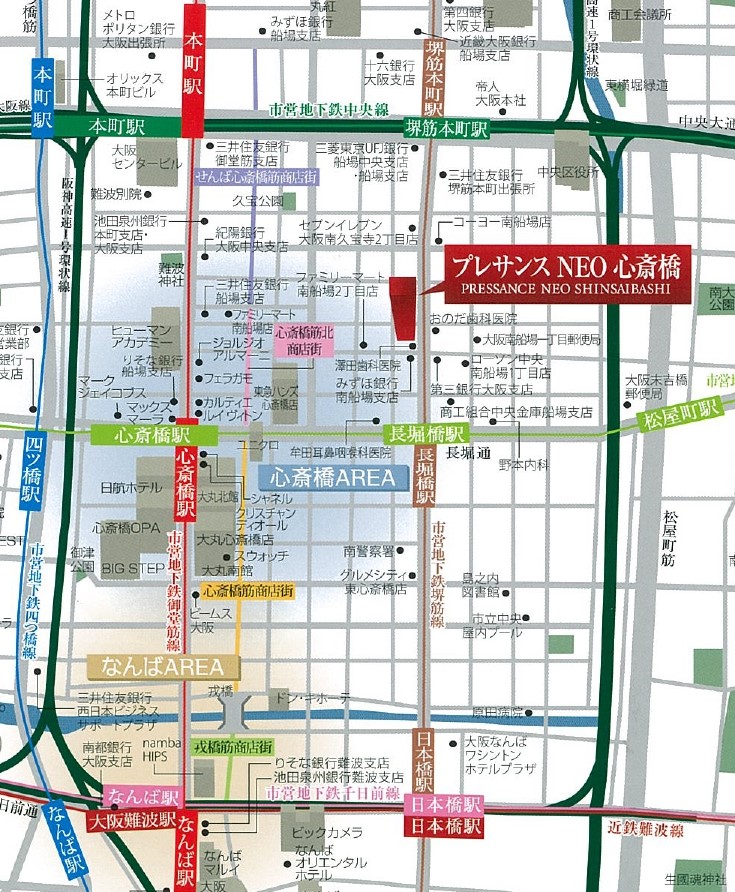 プレサンスNEO心斎橋の地図