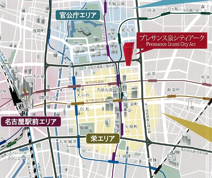 プレサンス泉シティアークの地図