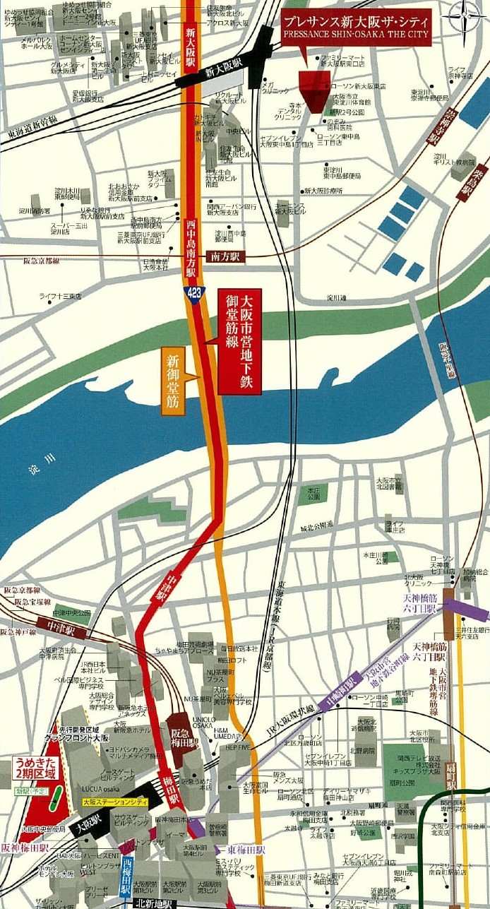プレサンス新大阪ザ・シティの地図