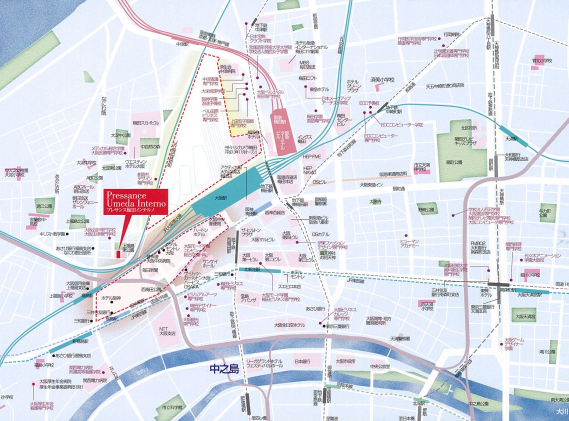 プレサンス梅田インテルノの地図