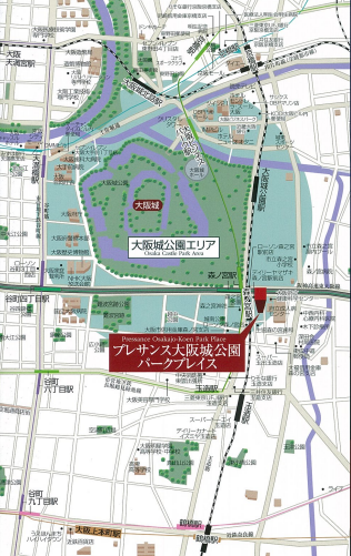 プレサンス大阪城公園パークプレイスの地図
