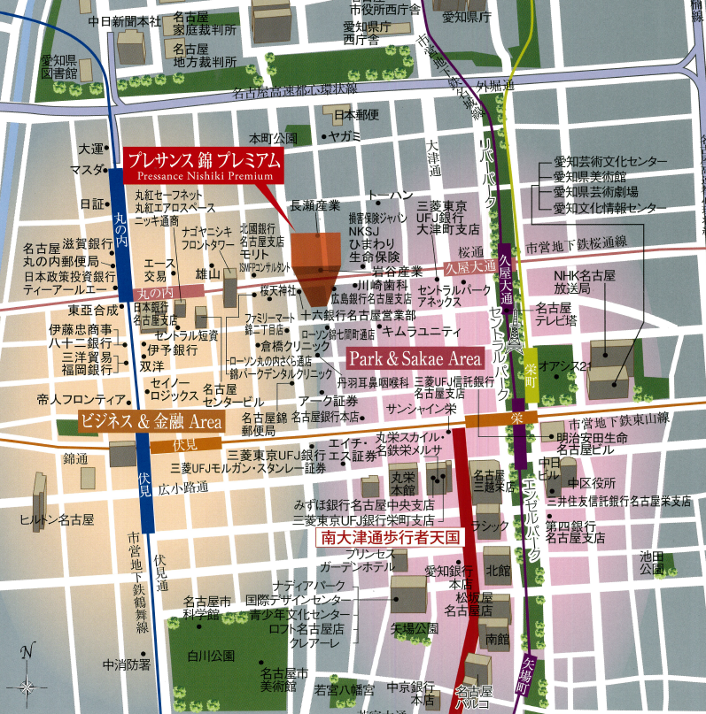 プレサンス錦プレミアムの地図
