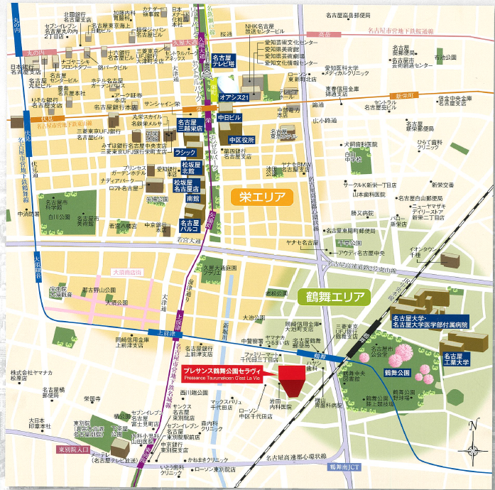 プレサンス鶴舞公園セラヴィの地図