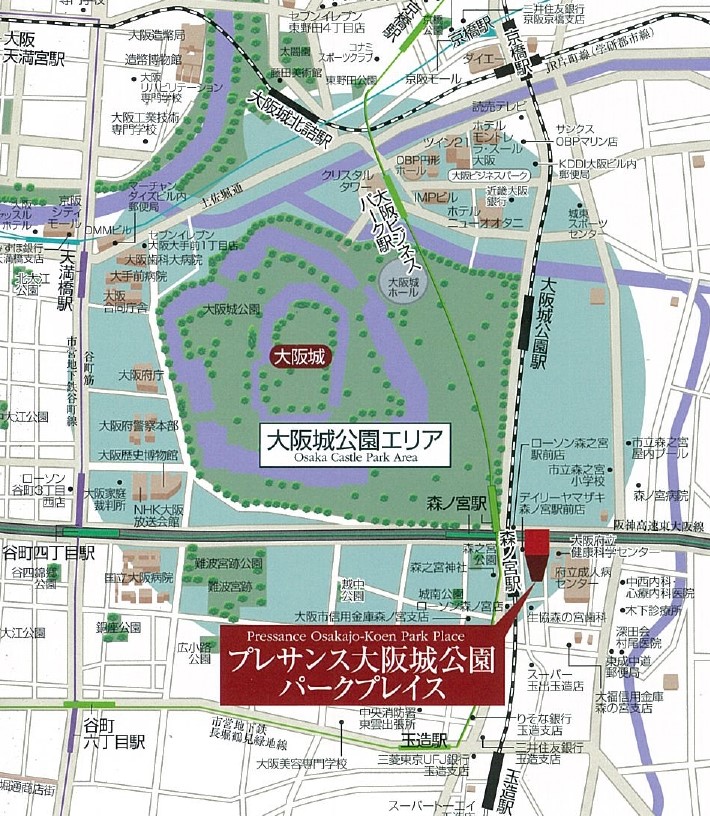 プレサンス大阪城公園パークプレイスの地図