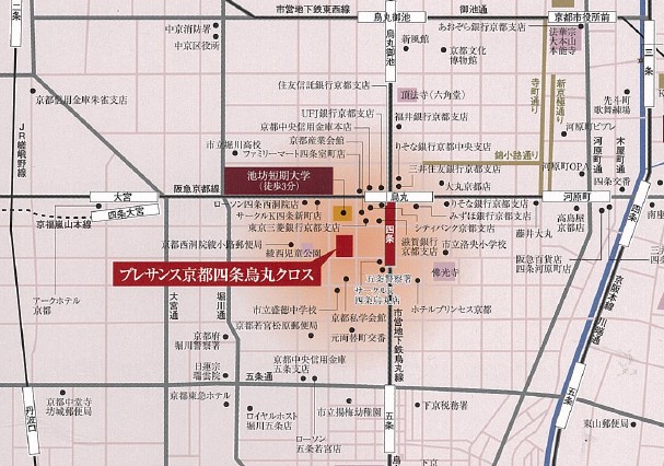 プレサンス京都四条烏丸クロスの地図