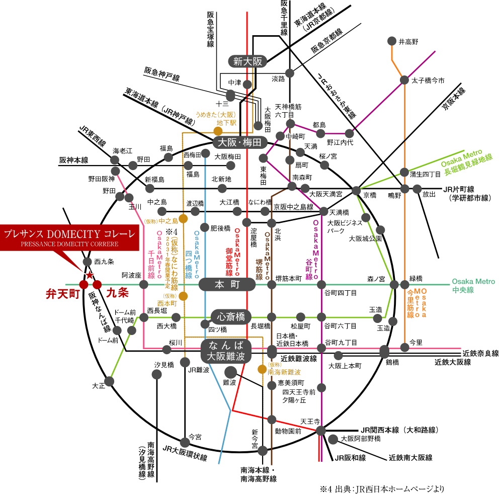 プレサンスDOMECITYコレーレ路線図