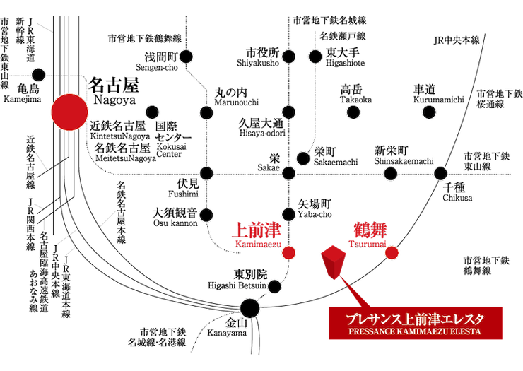 プレサンス上前津エレスタ路線図