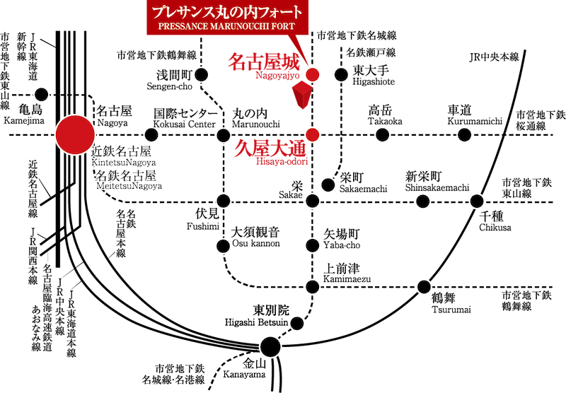 プレサンス丸の内フォート路線図