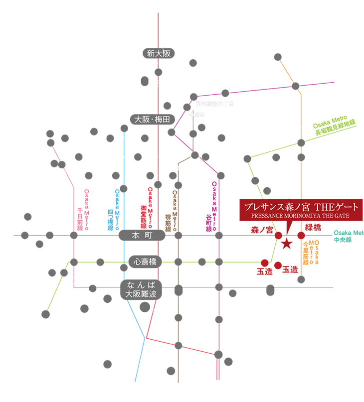 プレサンス森ノ宮THEゲート路線図