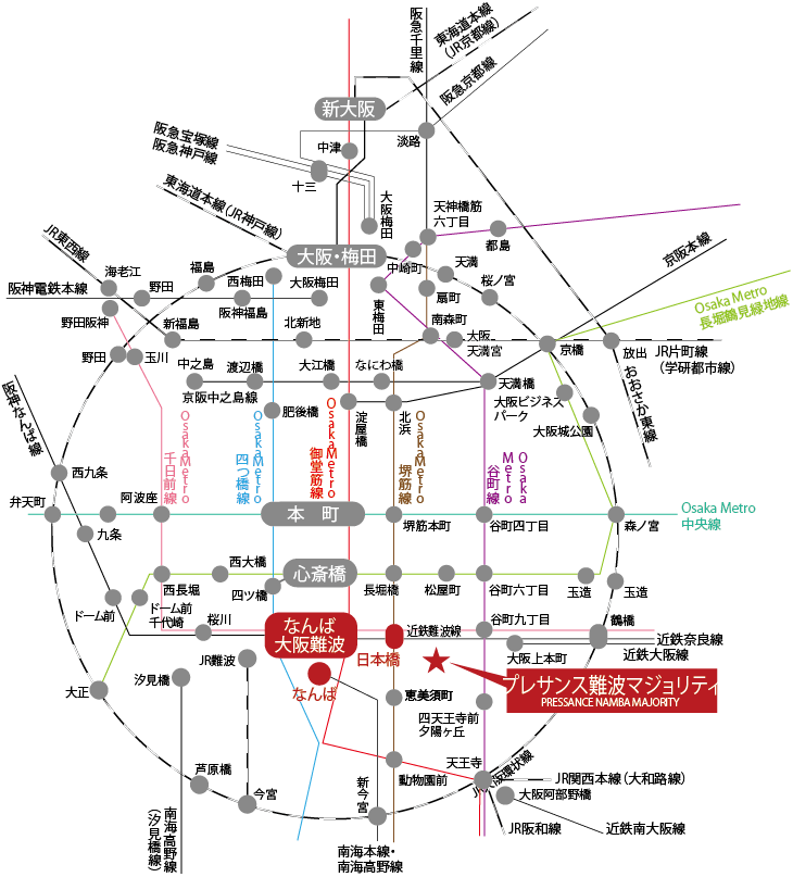 プレサンス難波マジョリティ 路線図