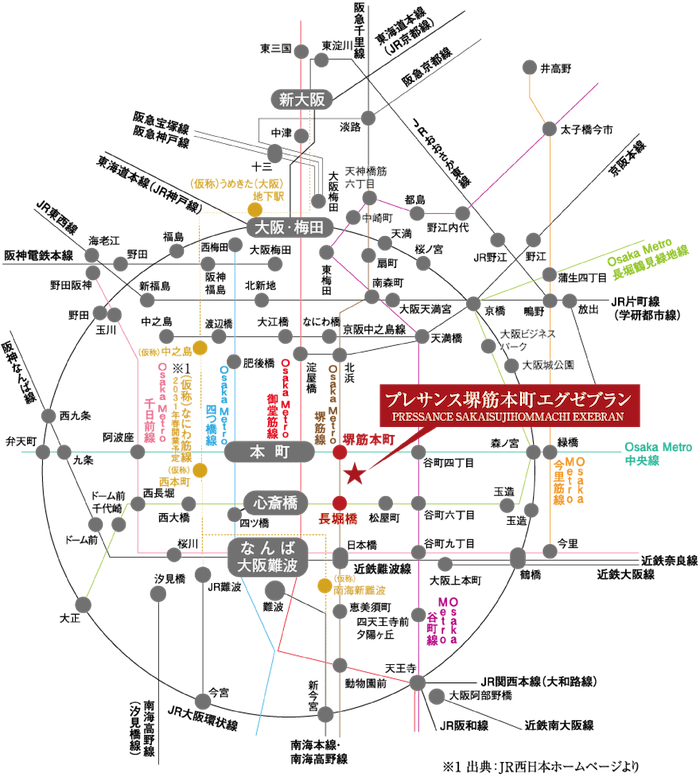 プレサンス堺筋本町エグゼブランマップ