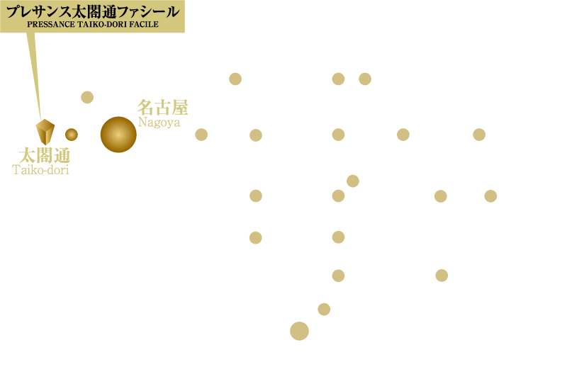 プレサンス太閤通ファシール路線図